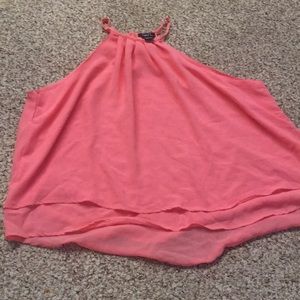 🛍Pink high neck flowy blouse